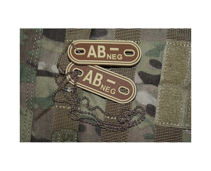 Psí známky Bloodgroup Rubber Dog Tags AB Neg Desert