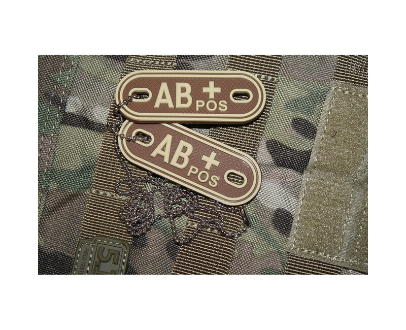 Psí známky Bloodgroup Rubber Dog Tags AB Pos Desert