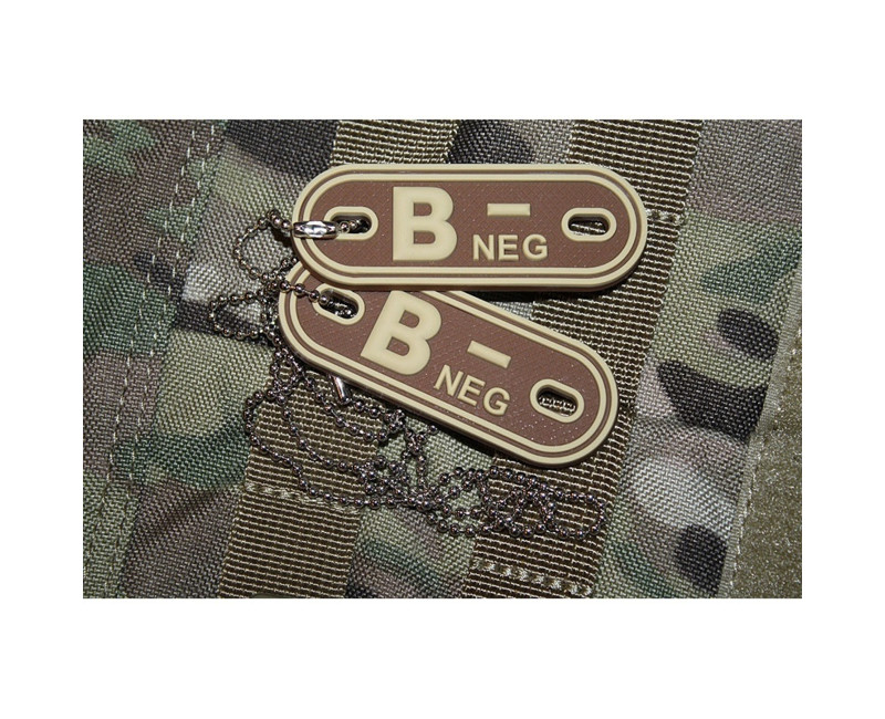 Psí známky Bloodgroup Rubber Dog Tags B Neg Desert