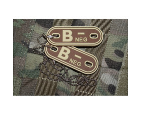 Psí známky Bloodgroup Rubber Dog Tags B Neg Desert