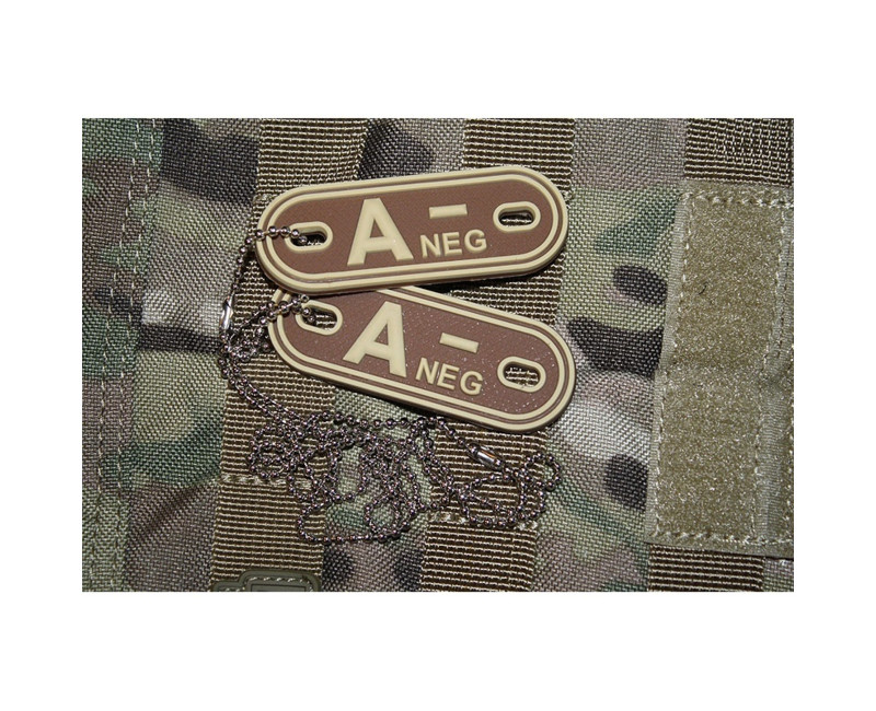 Psí známky Bloodgroup Rubber Dog Tags A Neg Desert