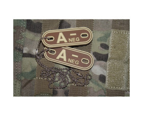Psí známky Bloodgroup Rubber Dog Tags A Neg Desert