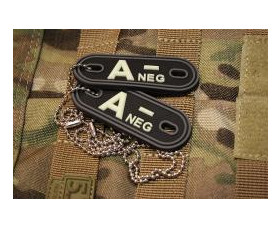 Psí známky Bloodgroup Rubber Dog Tags A Neg SWAT