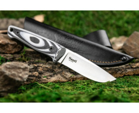 Pevný nůž KIZLYAR SUPREME® Santi AUS 8 LSW B&W G10 Leather Sheath