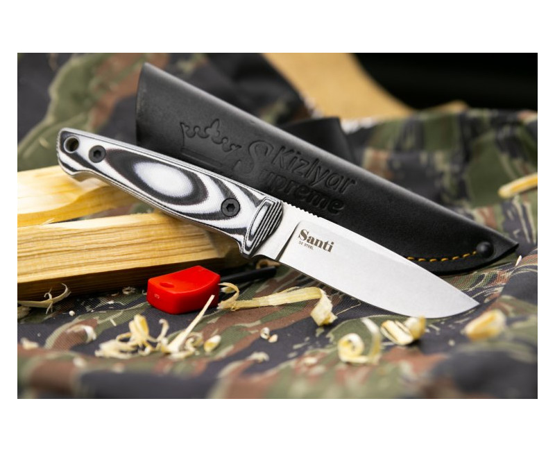 Pevný nůž KIZLYAR SUPREME® Santi D2 TacWash Leather Sheath