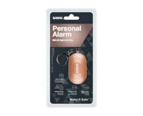 Osobní alarm SABRE RED Mini s LED světlem a karabinou 130dB, Rose Gold