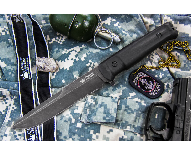Pevný nůž KIZLYAR SUPREME® Alpha D2 Serrated SW