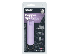 Obranný sprej SABRE RED klíčenka s odnímatelným klipem, malý flakon, fialový