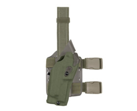 Stehenní pouzdro Safariland 6384RDS ALS® pro G17 se svítilnou a kolimátorem, levostranné, Ranger Green