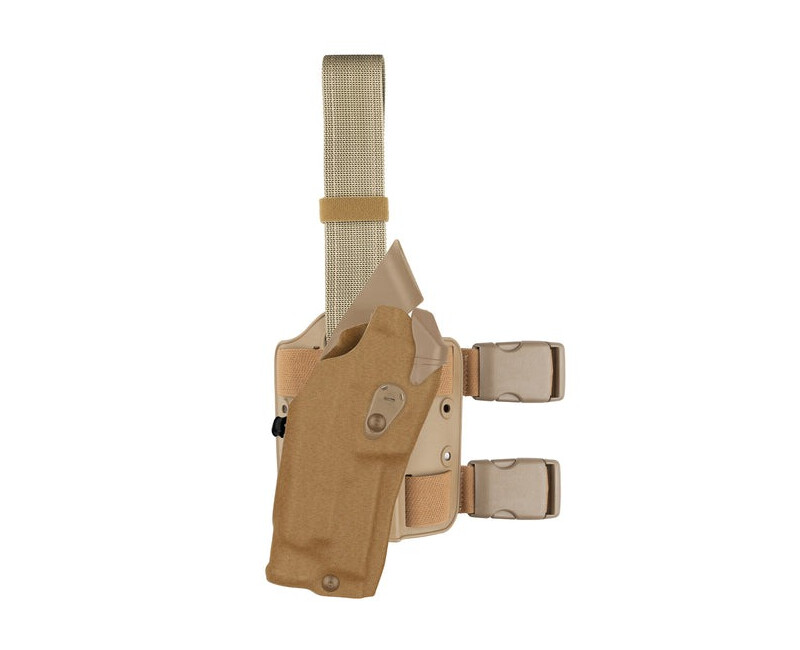 Stehenní pouzdro Safariland 6384RDS ALS® pro G17 se svítilnou a kolimátorem, pravostranné, Coyote Brown
